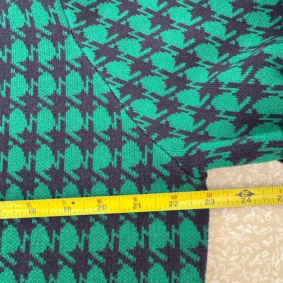 APPLESEED’S SWEATER/CARDIGAN. SIZE XL BUTTONED, NAVY/GREEN HOUNDSTOOTH, VINTAGE - Picture 9 of 12